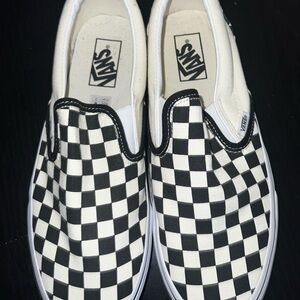 Vans Checkered Slip-On Shoes - Black and White